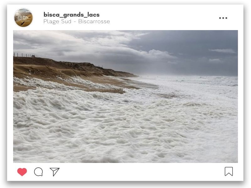 La Plage Sud de Biscarrosse après une tempête d'hiver