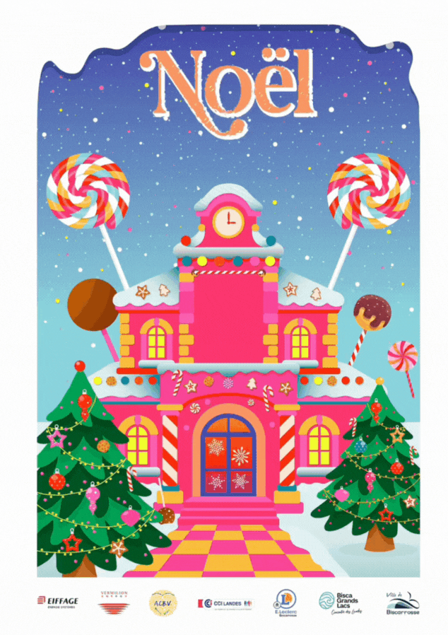 Affiche des festivités de Noël 2025 à Biscarrosse