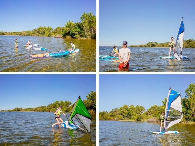 Apprentissage planche à voile, activité nautique Biscarrosse lac