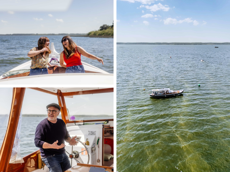 Balade en bateau à Gastes, sur le Lac Sud de Parentis-Biscarrosse