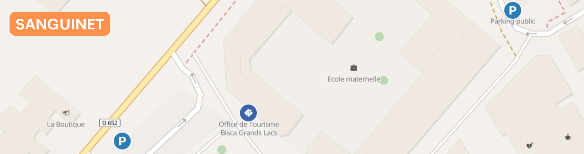 Carte des parkings de l'Office de Tourisme de Sanguinet