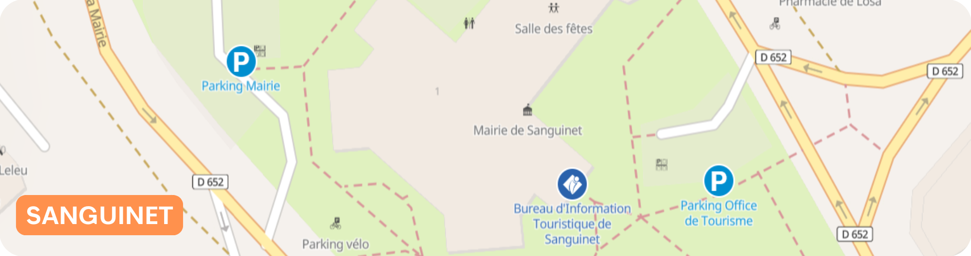 Plan des parkings de l'Office de Tourisme de Sanguinet