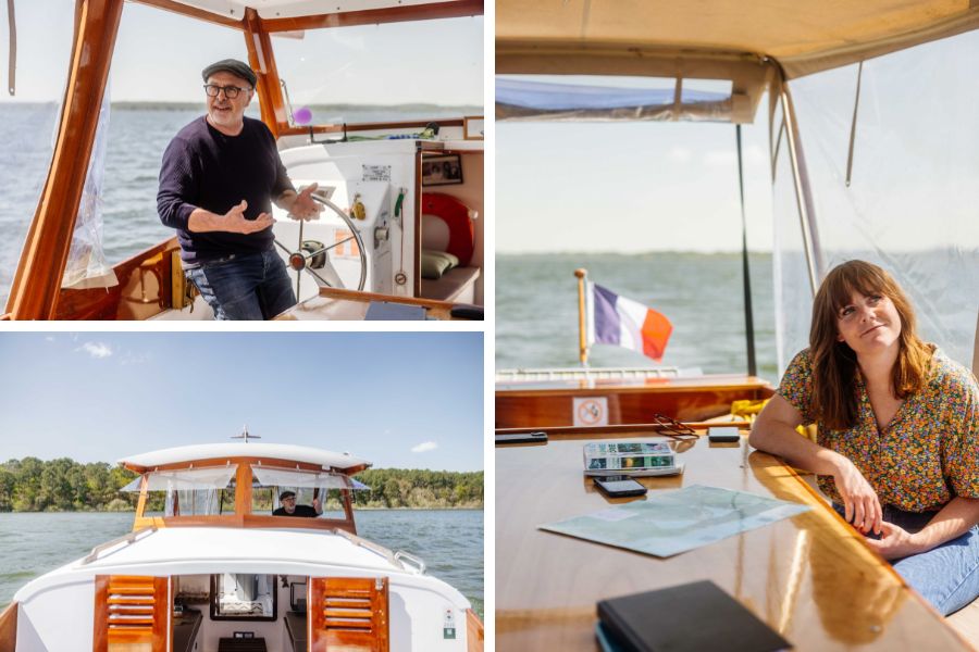 Balade et visite guidée en pinasse sur le Lac Sud avec Daniel, conteur et navigateur