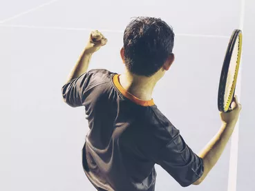 Victory player in tennis match