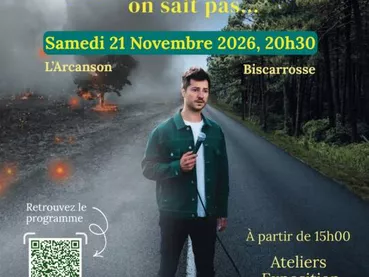 Affiche événement spectacle humoristique ciel moderne